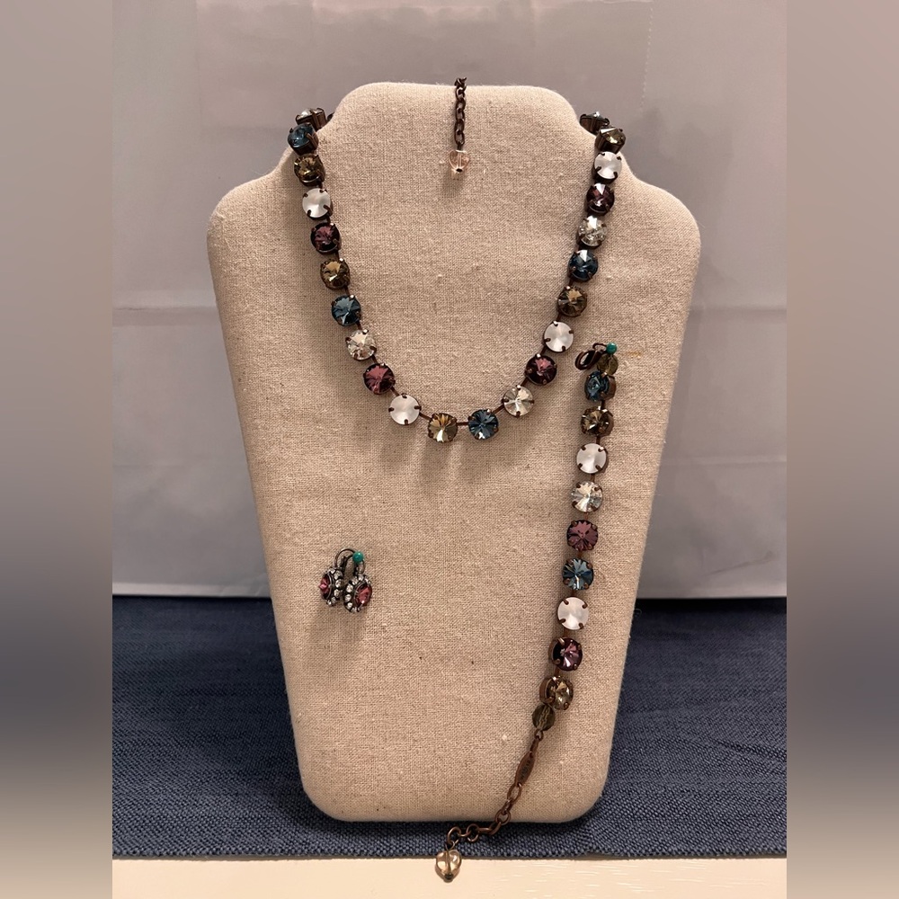 Sabika Fashion Jewelry - Purple/Navy/White choker, bracelet, earrings